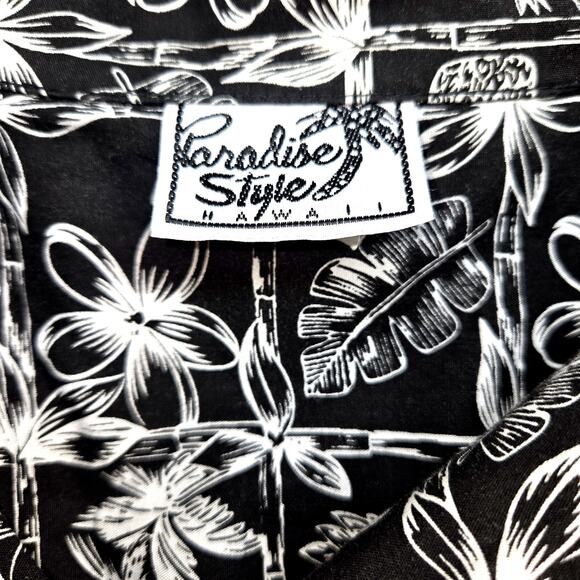 Paradise Style Hawaii Large Black Button Down Men's Shirt Short Sleeve L - Picture 3 of 6